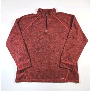 Tek Gear DRYTEK Mens L Quarter Zip Red/Black Heathered Moisture-Wicking Workout